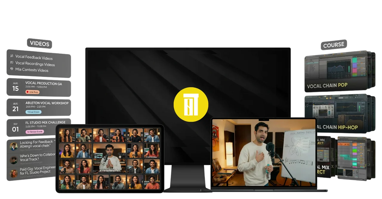Inside the course — videos, community, the full vocal-chain curriculum and live workshops